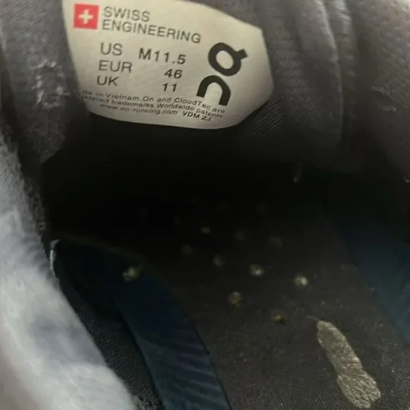 On Cloud Men's Running Midnight Navy Sneakers Size: 11.5 - Picture 9 of 12